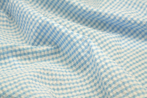 Seersucker Light Blue Checks Blazer