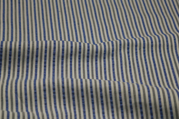 Seersucker Blue & Black Stripes Blazer