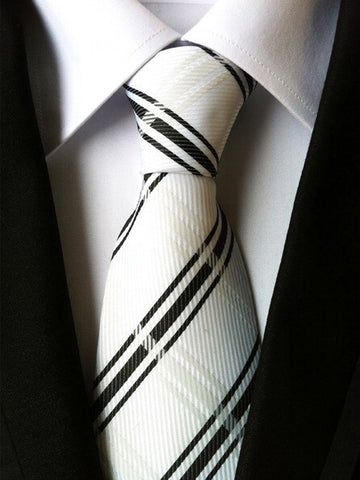 White Black Overcheck Silk Tie