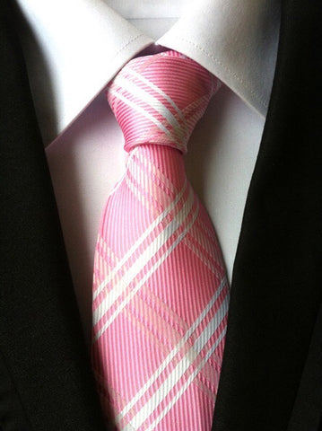 Pink White Overcheck Tie